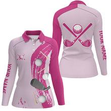 Load image into Gallery viewer, Personalized golf polos shirts for women custom golf ball clubs Golf items ladies golf tops | Pink NQS7589