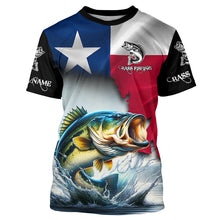 Load image into Gallery viewer, Texas Bass fishing Texas flag, TX fishing Customize Name UV Long Sleeve Fishing Shirts NQS2181