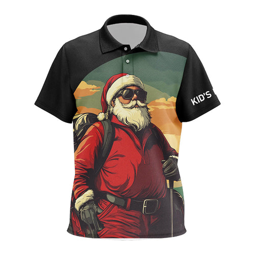 Santa Claus Playing Golf Christmas Kid golf polo shirts custom best golf wear for Kid NQS8648