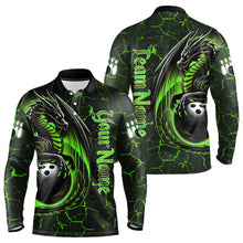 Load image into Gallery viewer, Black And Green Custom Dragon Bowling Shirts For Men, Dragon Bowling Team Shirts NQS9477