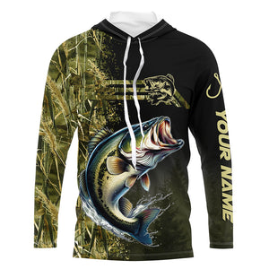 Largemouth Bass fishing camouflage Custom performance long sleeve Fishing Shirts, Bass Fishing jerseys NQS4862