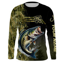 Load image into Gallery viewer, Largemouth Bass fishing camouflage Custom performance long sleeve Fishing Shirts, Bass Fishing jerseys NQS4862