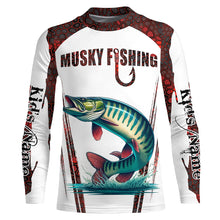 Load image into Gallery viewer, Musky fishing red camo Custom Name 3D Fishing Shirts UV Protection Gift For Fisherman NQS5167