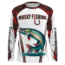 Load image into Gallery viewer, Musky fishing red camo Custom Name 3D Fishing Shirts UV Protection Gift For Fisherman NQS5167