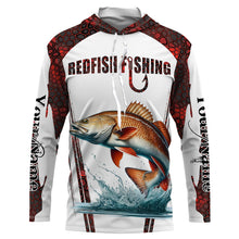 Load image into Gallery viewer, Redfish fishing red camo Custom Name 3D Fishing Shirts UV Protection Gift For Fisherman NQS5168