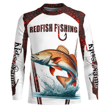Load image into Gallery viewer, Redfish fishing red camo Custom Name 3D Fishing Shirts UV Protection Gift For Fisherman NQS5168