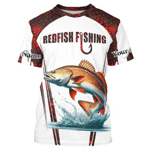 Load image into Gallery viewer, Redfish fishing red camo Custom Name 3D Fishing Shirts UV Protection Gift For Fisherman NQS5168