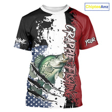 Load image into Gallery viewer, Red, white and blue Crappie fishing American Flag Custom patriotic Crappie fishing jerseys NQS9860