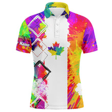 Load image into Gallery viewer, Mens golf polo shirts watercolor Canada flag patriot custom golf shirts for men, gift for the golfers NQS5410