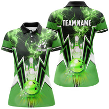 Load image into Gallery viewer, Green lightning thunder Bowling Polo, 1/4 Zip Shirt for Women Custom Bowling Team Jerseys for bowlers NQS7591