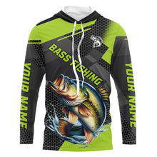 Load image into Gallery viewer, Personalized Largemouth Bass Fishing Jerseys, Bass Long Sleeve Fishing Tournament Shirts | Green NQS7779