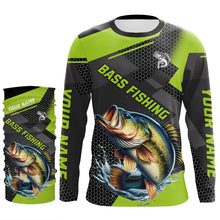 Load image into Gallery viewer, Personalized Largemouth Bass Fishing Jerseys, Bass Long Sleeve Fishing Tournament Shirts | Green NQS7779