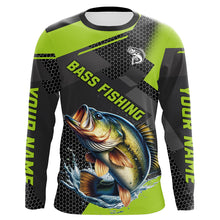 Load image into Gallery viewer, Personalized Largemouth Bass Fishing Jerseys, Bass Long Sleeve Fishing Tournament Shirts | Green NQS7779