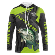 Load image into Gallery viewer, Personalized Crappie Fishing Jerseys, Crappie Long Sleeve Fishing Tournament Shirts | Green NQS7780