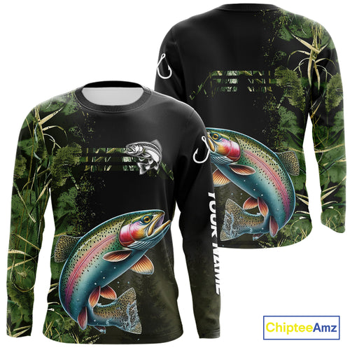 Rainbow Trout fishing camouflage Custom performance long sleeve Fishing Shirts, Trout Fishing jerseys NQS10080