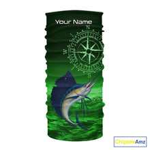 Load image into Gallery viewer, Personalized Sailfish Green Performance Fishing Shirts, compass Sailfish fishing tournament Shirts NQS10235