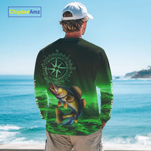 Load image into Gallery viewer, Personalized Walleye Green Performance Fishing Shirts, compass Walleye fishing tournament Shirts NQS10236
