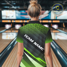 Load image into Gallery viewer, Green Bowling Custom Women Bowling Polo, Quarter zip Shirts Bowling Team Jerseys Bowling Tournament NQS10604
