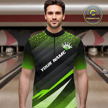 Load image into Gallery viewer, Green Bowling Custom Men Bowling Polo, Quarter zip Shirts Bowling Team Jerseys Bowling Tournament NQS10604