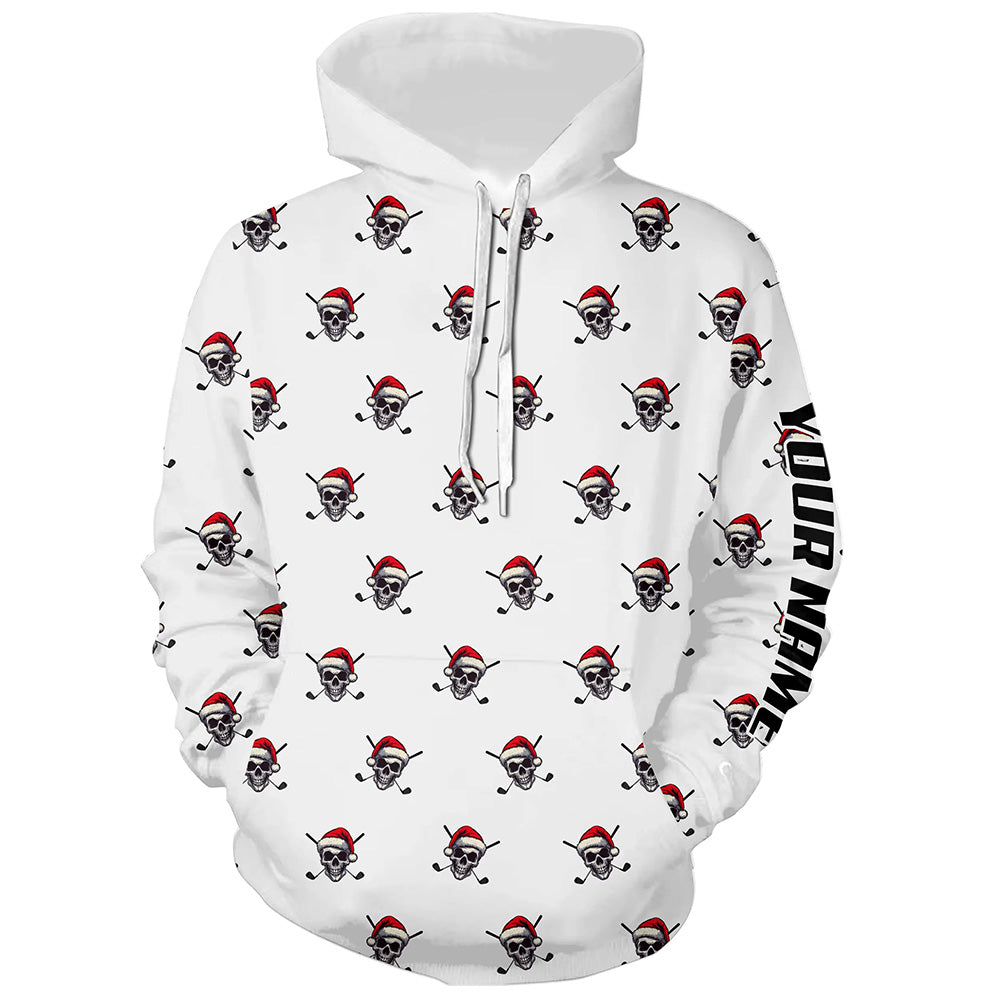 Funny Skull Santa Christmas pattern Golf Hoodies custom Christmas golf outfits for men women NQS8650