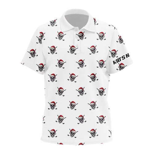 Funny Skull Santa Christmas pattern Kid golf polo shirts custom Christmas golf outfits for kid NQS8650