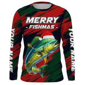 Personalized Christmas Mahi mahi Fishing Shirts, Mery fishmas Fishing gift for men, women, kid NQS6816