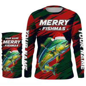 Personalized Christmas Mahi mahi Fishing Shirts, Mery fishmas Fishing gift for men, women, kid NQS6816