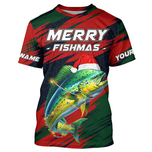 Personalized Christmas Mahi mahi Fishing Shirts, Mery fishmas Fishing gift for men, women, kid NQS6816