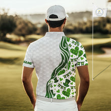 Load image into Gallery viewer, Custom White and Green St Patrick's day pattern Golf Polo Shirts For Men, team mens golf outfit NQS11209