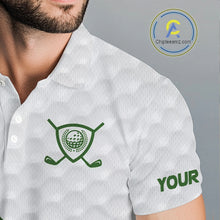 Load image into Gallery viewer, Custom White and Green St Patrick's day pattern Golf Polo Shirts For Men, team mens golf outfit NQS11209