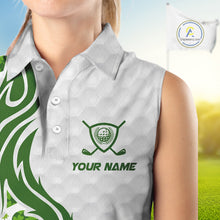 Load image into Gallery viewer, Custom White and Green St Patrick's day pattern Sleeveless Golf Polo Shirts, team ladies golf outfit NQS11209