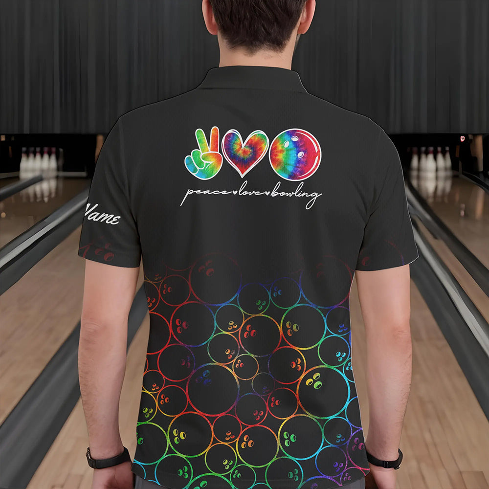 Colorful tie dye Black Bowling Camo Bowling Shirts for Men Custom Peace Love Bowling Team Jerseys NQS9483