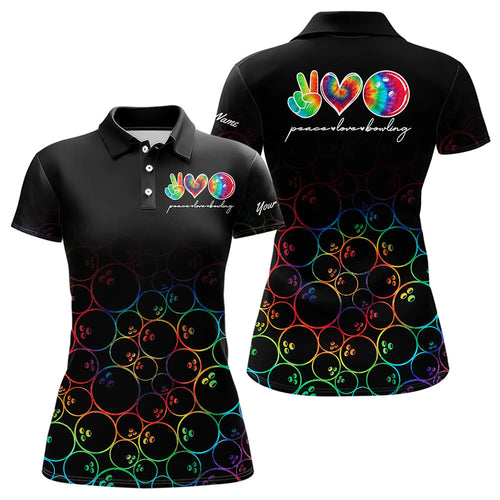 Colorful tie dye Black Bowling Camo Bowling Shirts for Women Custom Peace Love Bowling Team Jerseys NQS9483