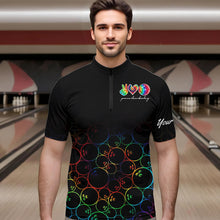 Load image into Gallery viewer, Colorful tie dye Black Bowling Camo Bowling Shirts for Men Custom Peace Love Bowling Team Jerseys NQS9483
