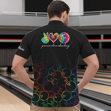 Load image into Gallery viewer, Colorful tie dye Black Bowling Camo Bowling Shirts for Men Custom Peace Love Bowling Team Jerseys NQS9483