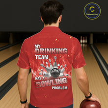 Load image into Gallery viewer, Personalized Red Flame Funny Bowling Button-up shirts My drinking team has a bowling problem NQS11615