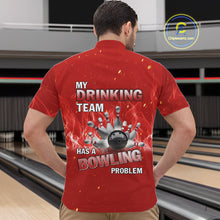 Load image into Gallery viewer, Personalized Red Flame Funny Bowling shirts for Men My drinking team has a bowling problem NQS11615