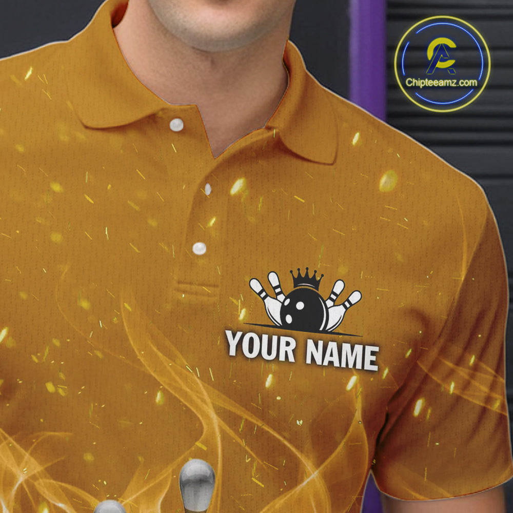 Personalized Yellow Flame Funny Bowling shirts for Men My drinking team has a bowling problem NQS11616