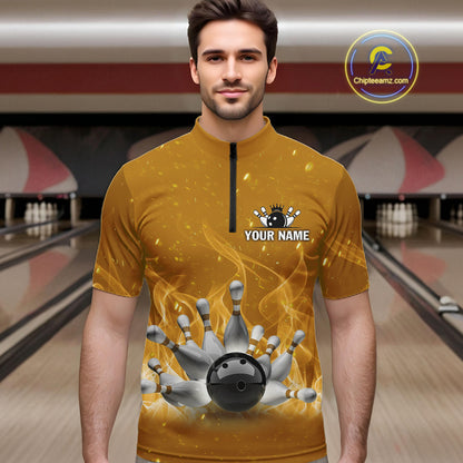 Personalized Yellow Flame Funny Bowling shirts for Men My drinking team has a bowling problem NQS11616