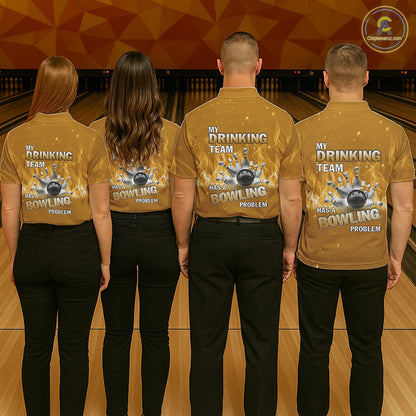 Personalized Yellow Flame Funny Bowling shirts for Men My drinking team has a bowling problem NQS11616