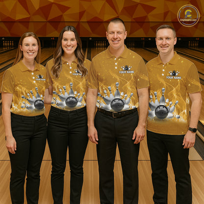 Personalized Yellow Flame Funny Bowling shirts for Women My drinking team has a bowling problem NQS11616
