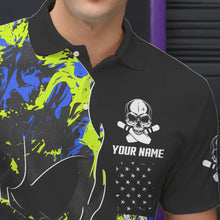 Load image into Gallery viewer, Skull Camouflage American Flag Mens Bowling Shirts Custom Patriotic Bowling Team Jerseys For Men NQS9642