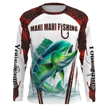 Load image into Gallery viewer, Mahi mahi fishing red camo Custom Name Fishing Shirts UV Protection Gift For Fisherman NQS5173