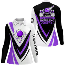 Load image into Gallery viewer, Custom bowling polo shirts for women I&#39;m not swearing, I&#39;m using my bowling words purple bowl shirts NQS7434