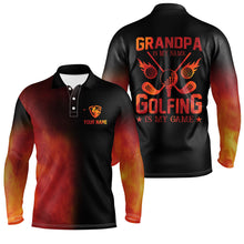 Load image into Gallery viewer, Men&#39;s golf polo shirts custom golf fire father&#39;s day gifts for Grandpa is my name, golfing is my game NQS7593