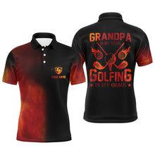 Load image into Gallery viewer, Men&#39;s golf polo shirts custom golf fire father&#39;s day gifts for Grandpa is my name, golfing is my game NQS7593