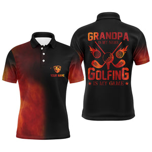 Men's golf polo shirts custom golf fire father's day gifts for Grandpa is my name, golfing is my game NQS7593