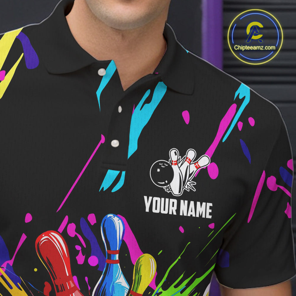 Colorful bowling jerseys Bowling Polo, 1/4 Zip Shirt for Men Custom Bowling Team shirts for bowlers NQS7597