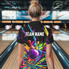Load image into Gallery viewer, Colorful bowling jerseys Bowling Polo, 1/4 Zip Shirt for Women Custom Bowling Team shirts for bowlers NQS7597