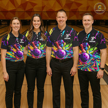 Load image into Gallery viewer, Colorful bowling jerseys Bowling Polo, 1/4 Zip Shirt for Women Custom Bowling Team shirts for bowlers NQS7597